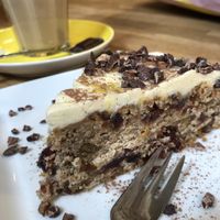 Squash cake and chai latte  at Cafe Gaya in Aarhus