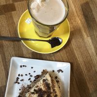 Squash cake and chai latte at Cafe Gaya in Aarhus