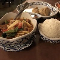 Red curry and jasmine rice   at Baan Thai Restaurant in Leavenworth