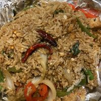 Basil fried rice spice level hot, no egg, add tofu and garlic   at Baan Thai Restaurant in Leavenworth