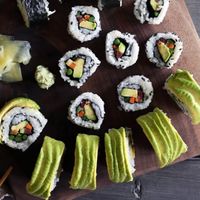 Vegan sushi rolls at Sushi With Attitude in Los Angeles