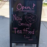 Sign out front at Curiosi-Tea House in Winona