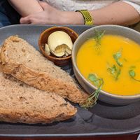 Carrot and ginger soup at Bumbles' Rest Cafe in Ambleside