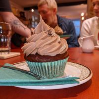 Vegan mocha cupcake at Bumbles' Rest Cafe in Ambleside