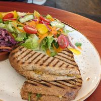 Coronation chickpea toastie at Bumbles' Rest Cafe in Ambleside