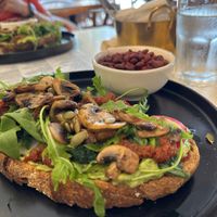 Breakfast toast w/ extra of beans  at The Bakery in Santa Teresa