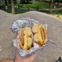 Sausage and egg bagel at Down Under Coffee in New York City