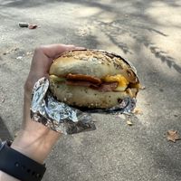 vegan egg and bacon bagel sandwich   at Down Under Coffee in New York City