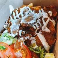 Donner kebab loaded fries 🍟  at Sloth and Sparrow in Falmouth