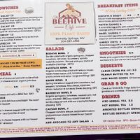 The menu at The Beehive Cafe in Berkeley Springs