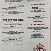 Menu, page 2 of 3, 7/24/2022 at The Beehive Cafe in Berkeley Springs