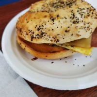Bacon, Egg, and Cheese Bagel Sandwich at The Beehive Cafe in Berkeley Springs