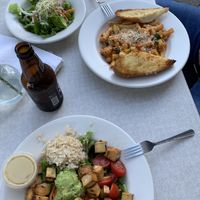 old town salad (no cheese, add tofu), and pasta! at The Natural Cafe in Goleta