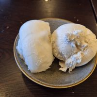 Lemon sorbet and vanilla ice cream (both excellent) at Cibus  in Manchester