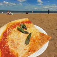 Vegan marg pizza at Civerinos Slice - Prom Slice in Edinburgh