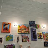 Inside - local art for sale  at Surrey's Cafe and Juice Bar in New Orleans