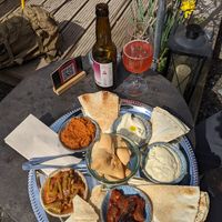 Delicious mezze in the garden at Kleine Freiheit in Zurich