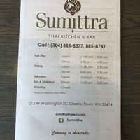 Menu at Sumittra in Charles Town