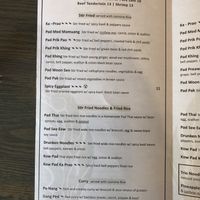 Menu at Sumittra in Charles Town