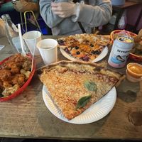 Vegan and vegan margarita slices, coliflower wings, pizza dough knots  at Civerinos Slice - OG in Edinburgh