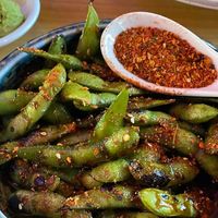 Spicy edamame  at Lucky Robot in Austin