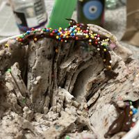 Rolled ice cream - inside  at Frozen Rolls Creamery in Austin