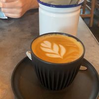 Flat white (non-dairy milks available) at GoodRoots in Worcester