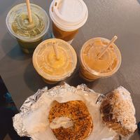 Bagel, cake, smoothies, + coffee  at Barefoot Buddha in St Thomas
