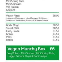 Vegan Menu at The Chippy Blairgowrie in Blairgowrie