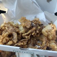 Battered onion rings, these were amazing !  at The Chippy Blairgowrie in Blairgowrie