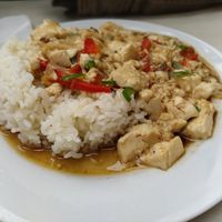 Arroz con tofu. at Bar Belen in Barcelona