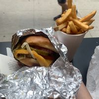 OG burger and fries  at Stand-Up Burgers - Wells in Chicago