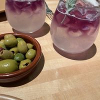 Mocktail and marinated olives   at Sachet in Highland Park
