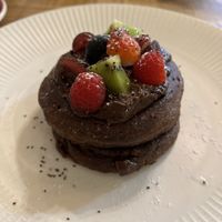 Vegan chocolate pancakes   at Manifest Lisbon in Lisbon