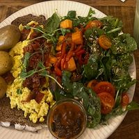 Vegan brunch and matcha lattee  at Manifest Lisbon in Lisbon