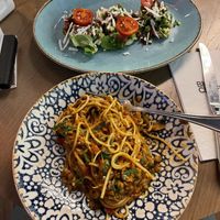 Vegan bolognese and hummus + avocado sandwich with vegan cheese!! at SAW - Big Chefs in Istanbul