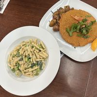 creamy v pasta + schnitzel   at SAW - Big Chefs in Istanbul