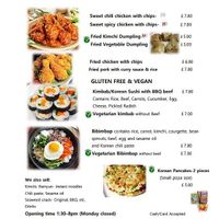 Menu at Koko Korean Food in Whitby