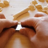 Fresh pasta orecchiette from scratch at The Rolling Pin Cooking School in Padua