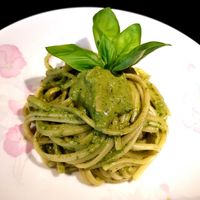 Basil pesto at The Rolling Pin Cooking School in Padua