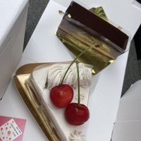 Our desserts minus one cherry due to excitement to eat  at The Vegan Marshmallooow in Tokyo