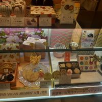 One of 2 cabinets full of desserts at The Vegan Marshmallooow in Tokyo