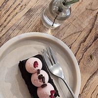 Raspberry brownie at nue ground in South West London