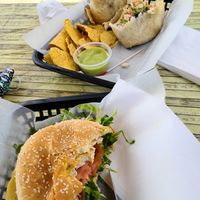 The chikn sandwich and burrito,  both rocked!!! at Aquarius in San Diego