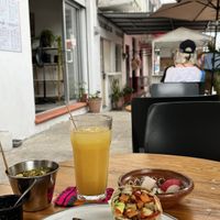 Street patio   at Calmate Cafe in Puerto Vallarta