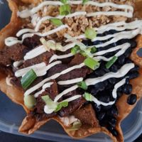 A beautiful chorizo taco salad! (I order mine with guacamole or pico de gallo, but it comes with both) at Black Magic Mexican in Lebanon