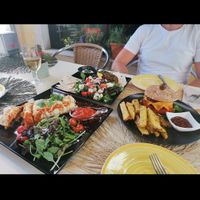 Enchilada, mezze plate, evergreen burger at Parsley and Thyme in Silves