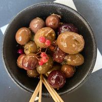 Marinated olives (with foraged ingredients!)  at Parsley and Thyme in Silves