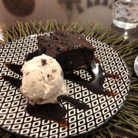 Vegan brownie w/ vegan ice cream  at Parsley and Thyme in Silves