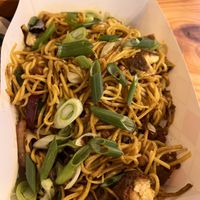 Vegan pan fried noodles (Bhatti Chowmein)  at CAFEMANDU in Irving